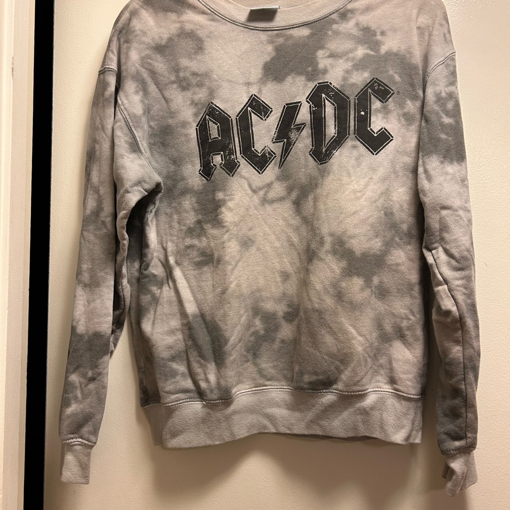 AC/DC Black and Gray Tie-Dye Women's Sweater